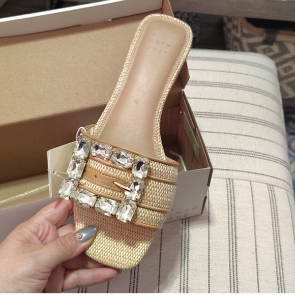 A New Day Kelsey Rhinestone Buckle Slide Sandals Size Women's 8 - Picture 3 of 8